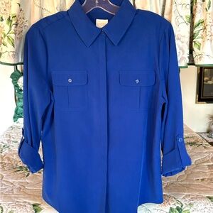 Chico’s NWT Silky, Royal Blue Shirt, Size 0
